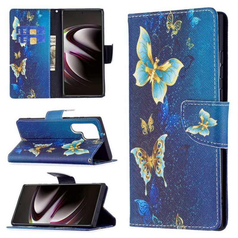 Kotelot Samsung Galaxy S22 Ultra 5G Golden Butterflies
