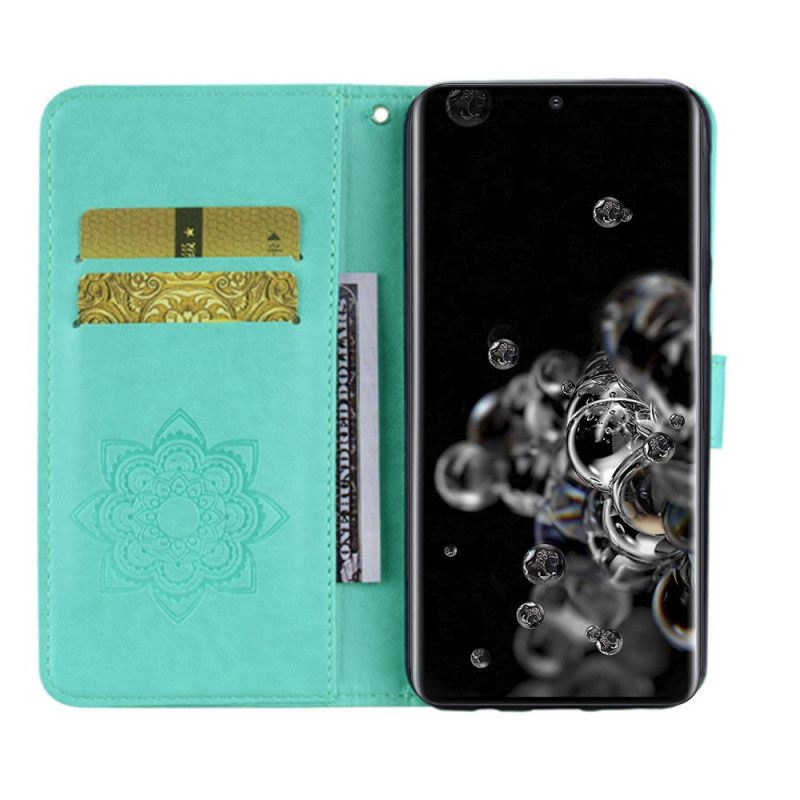 Kotelot Samsung Galaxy S22 Ultra 5G Owl Mandala Ja Lanyard
