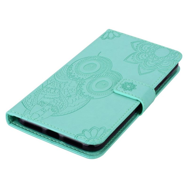 Kotelot Samsung Galaxy S22 Ultra 5G Owl Mandala Ja Lanyard