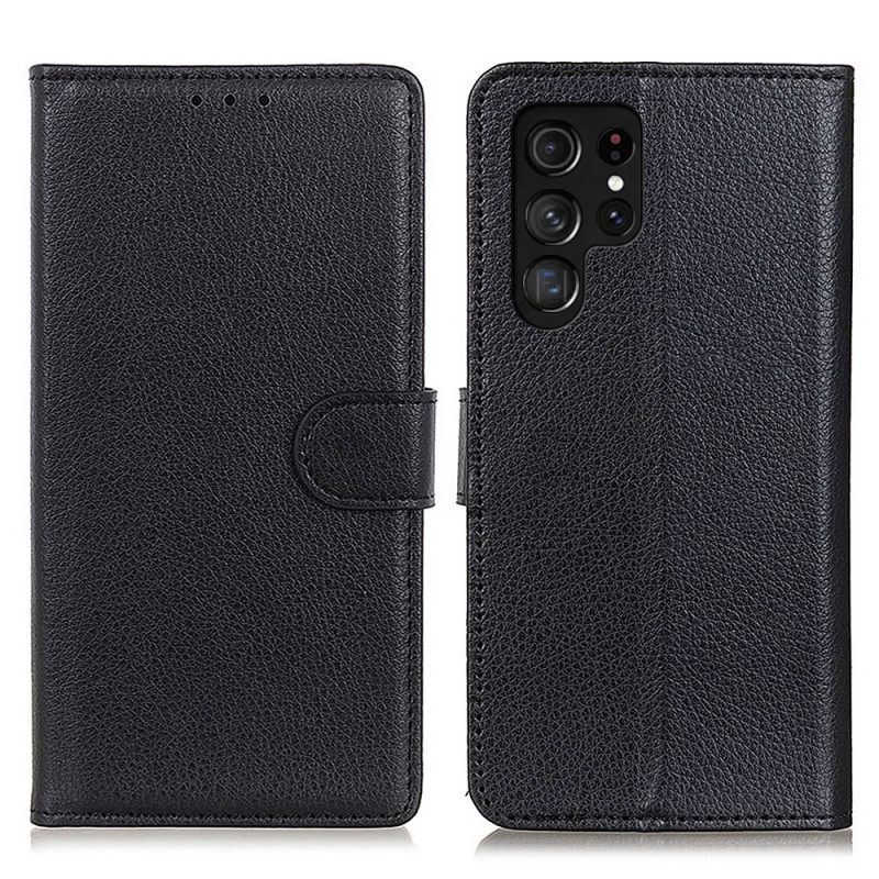 Kotelot Samsung Galaxy S22 Ultra 5G Perinteinen Litsi-nahka