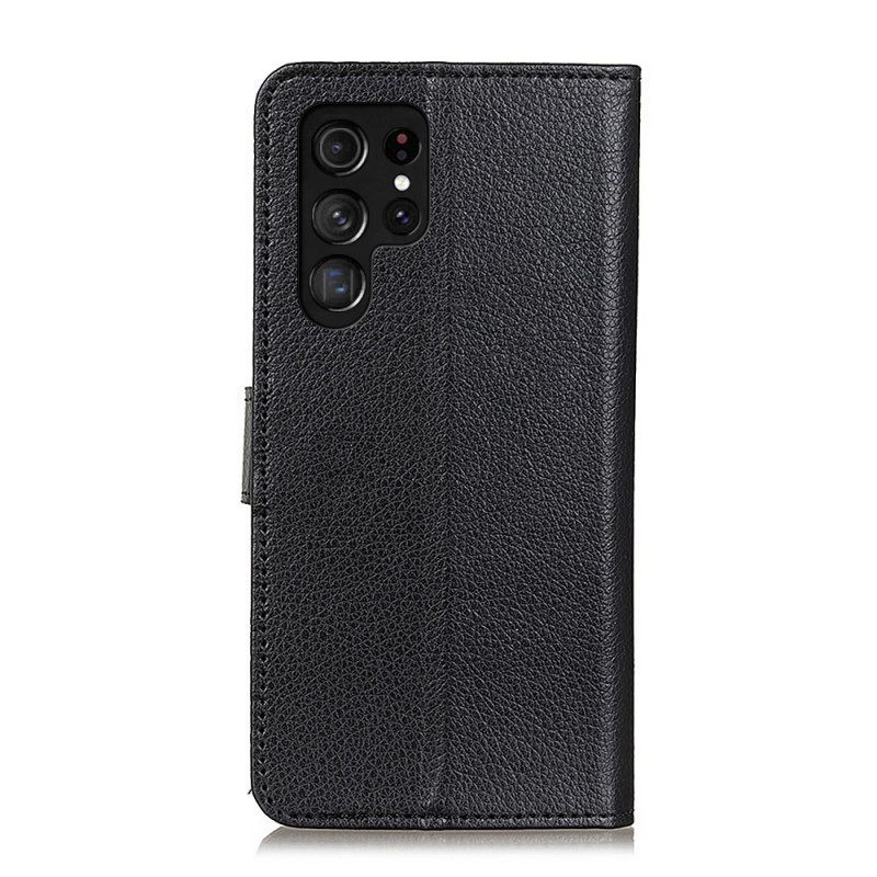 Kotelot Samsung Galaxy S22 Ultra 5G Perinteinen Litsi-nahka