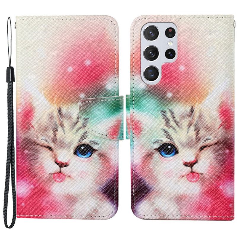 Kotelot Samsung Galaxy S22 Ultra 5G Royal Cat Kaulanauhalla