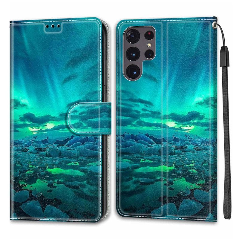 Kotelot Samsung Galaxy S22 Ultra 5G Suojaketju Kuori Lanyard Maisema