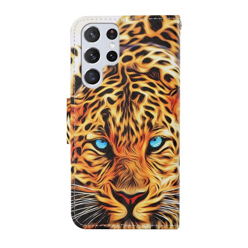 Kotelot Samsung Galaxy S22 Ultra 5G Tiger Kaulanauhalla