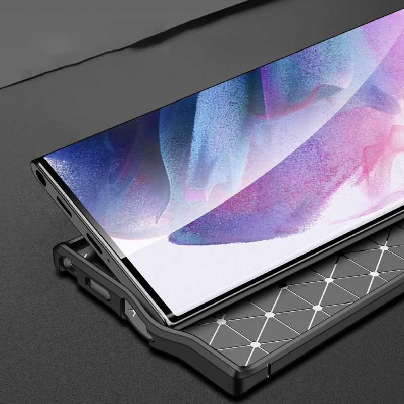 Kuori Samsung Galaxy S22 Ultra 5G Double Line Litchi Leather Effect