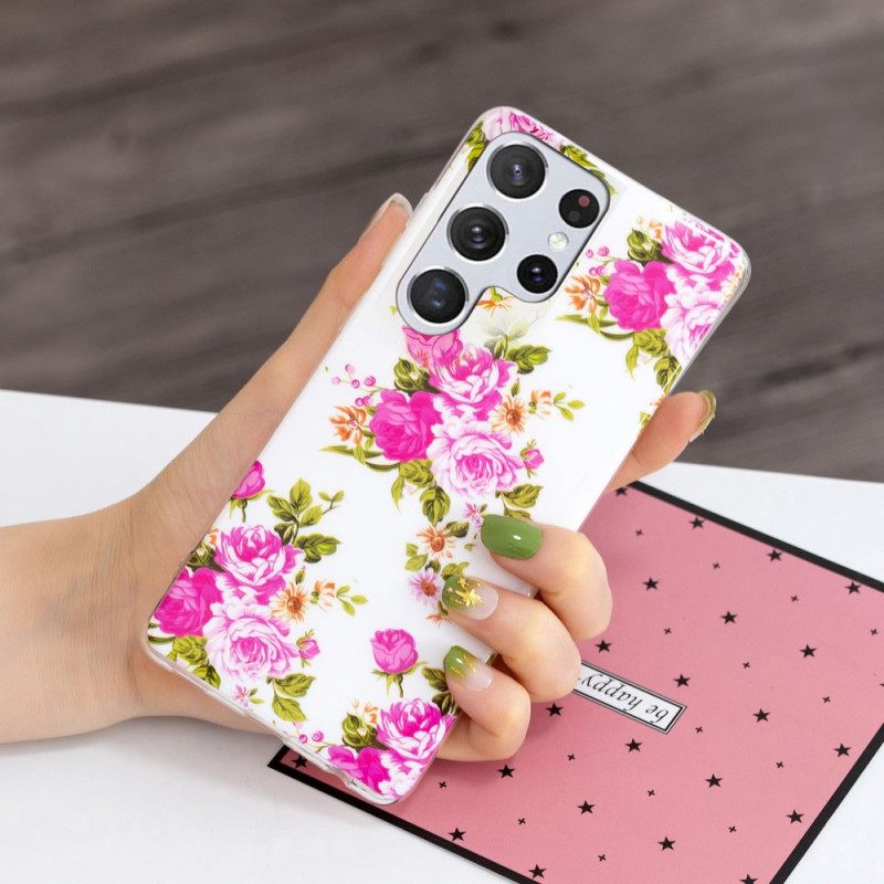 Kuori Samsung Galaxy S22 Ultra 5G Fluorescent Liberty Flowers