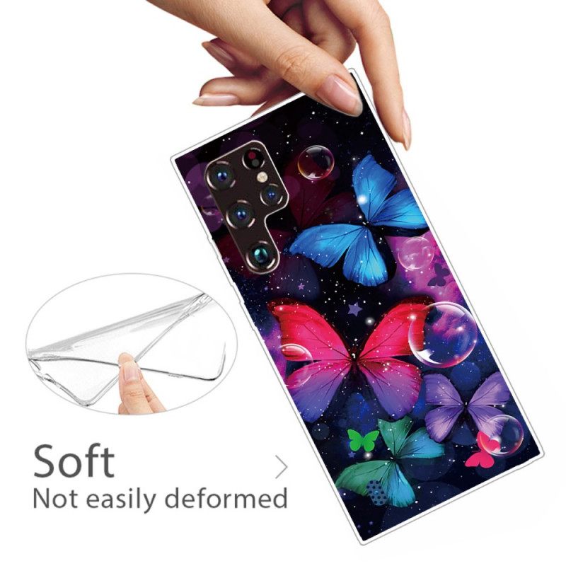 Kuori Samsung Galaxy S22 Ultra 5G Joustavat Perhoset