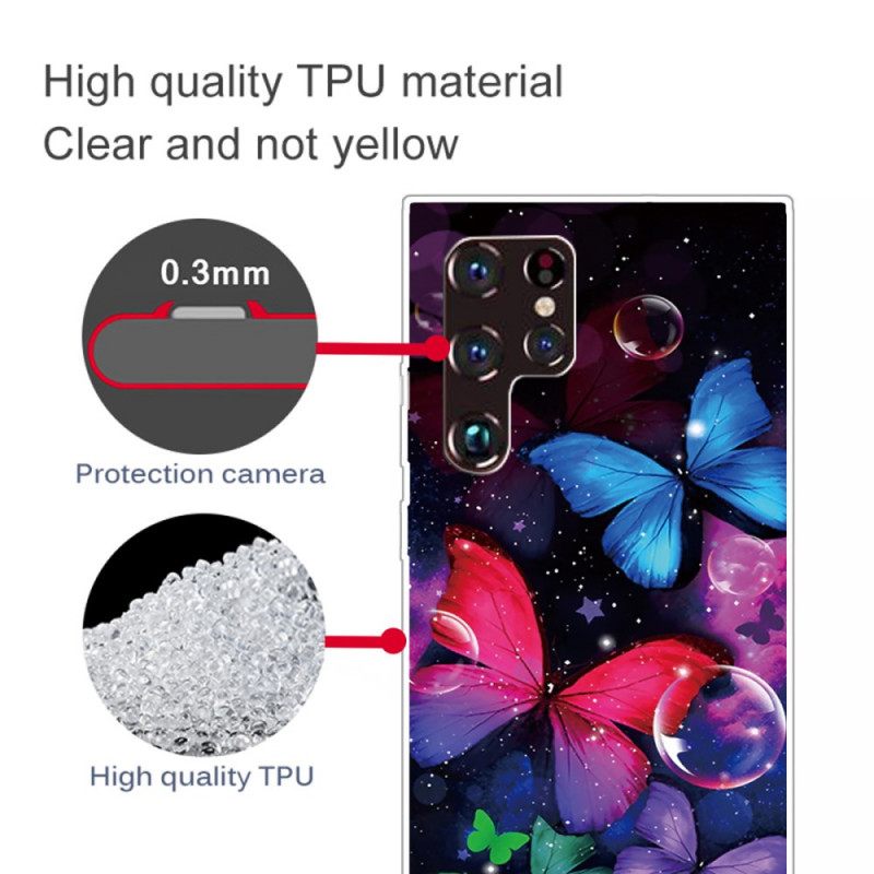 Kuori Samsung Galaxy S22 Ultra 5G Joustavat Perhoset