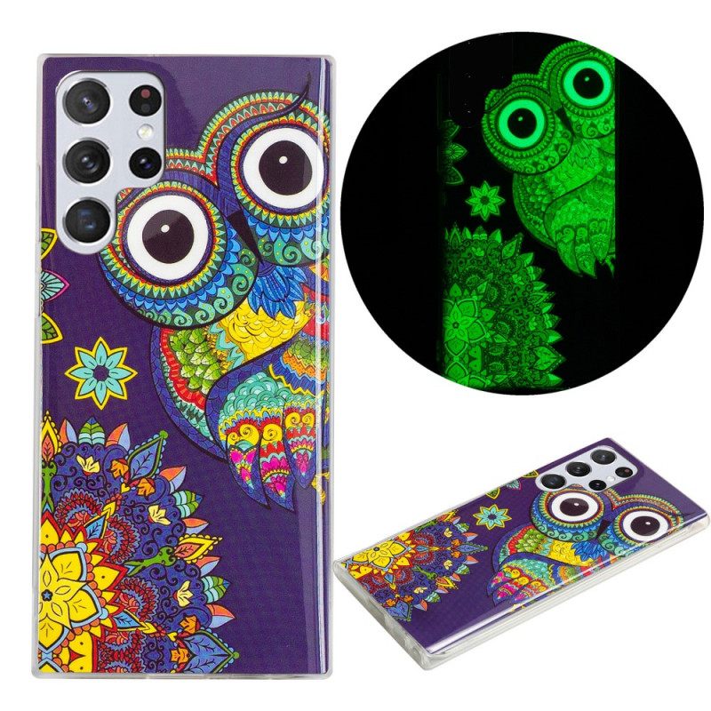 Kuori Samsung Galaxy S22 Ultra 5G Owl Fluoresoiva Mandala