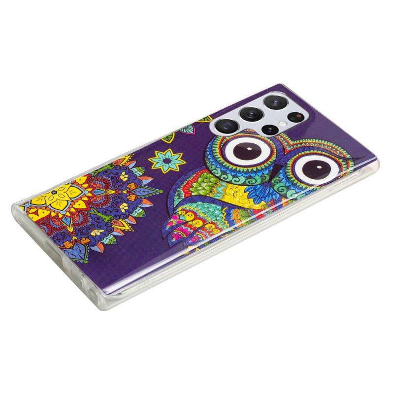 Kuori Samsung Galaxy S22 Ultra 5G Owl Fluoresoiva Mandala