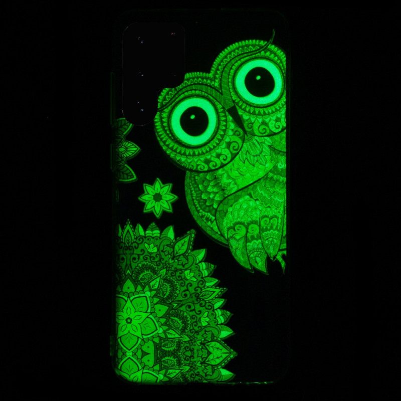 Kuori Samsung Galaxy S22 Ultra 5G Owl Fluoresoiva Mandala