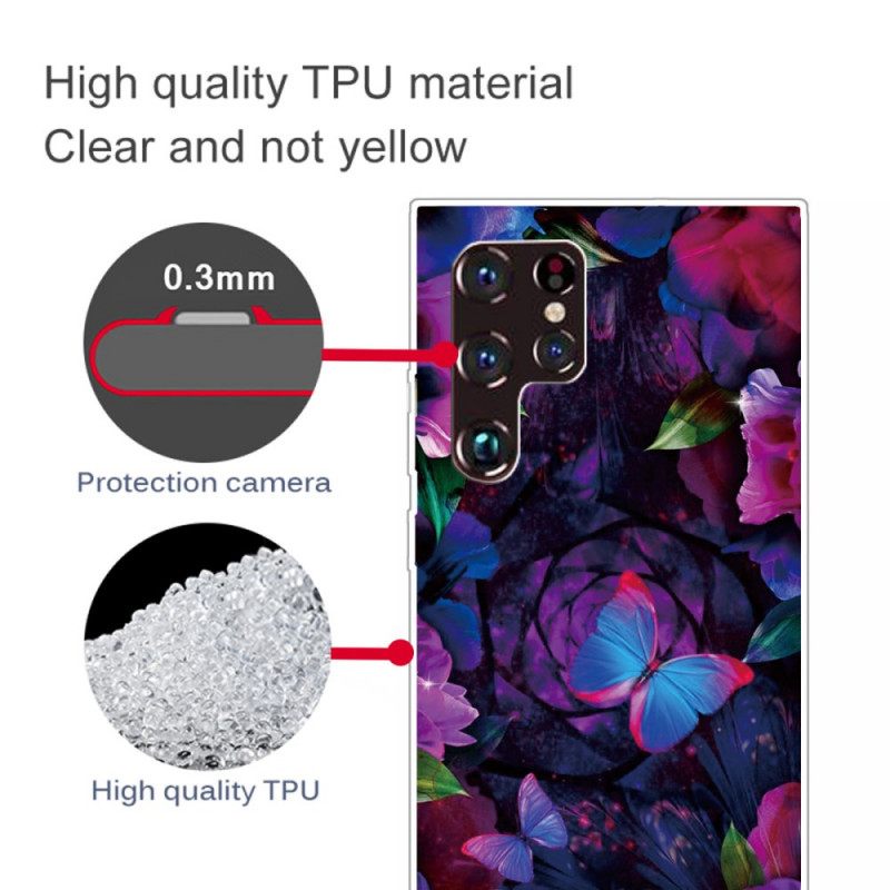 Kuori Samsung Galaxy S22 Ultra 5G Värikkäät Perhoset