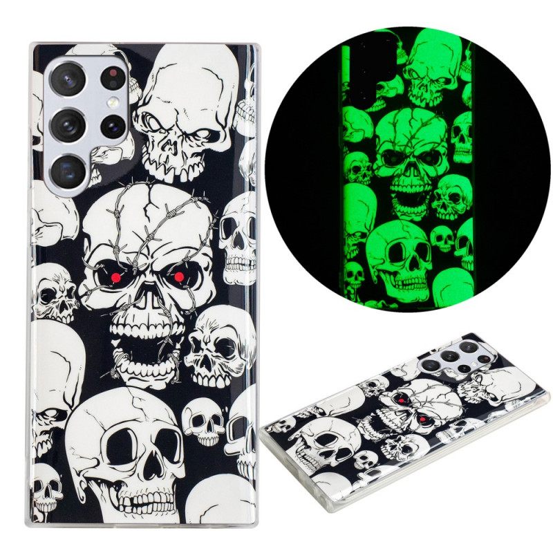 Kuori Samsung Galaxy S22 Ultra 5G Varoitus Fluoresoivat Pääkallot