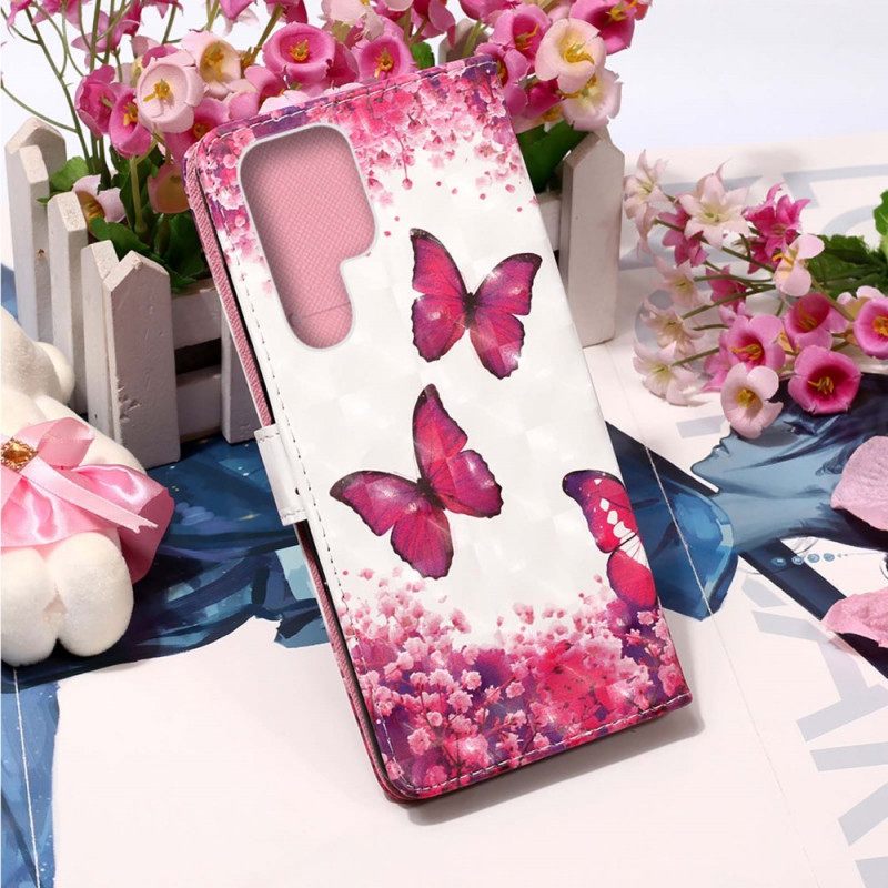 Nahkakotelo Samsung Galaxy S22 Ultra 5G Red Butterflies