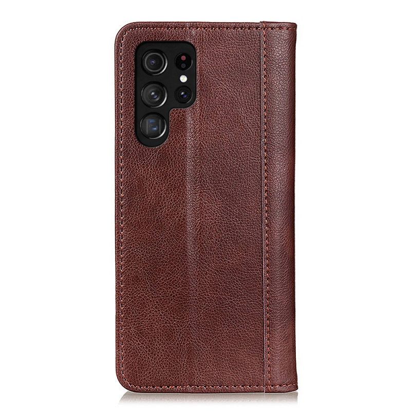 Puhelinkuoret Samsung Galaxy S22 Ultra 5G Kotelot Flip Elegance Split Litchi Leather