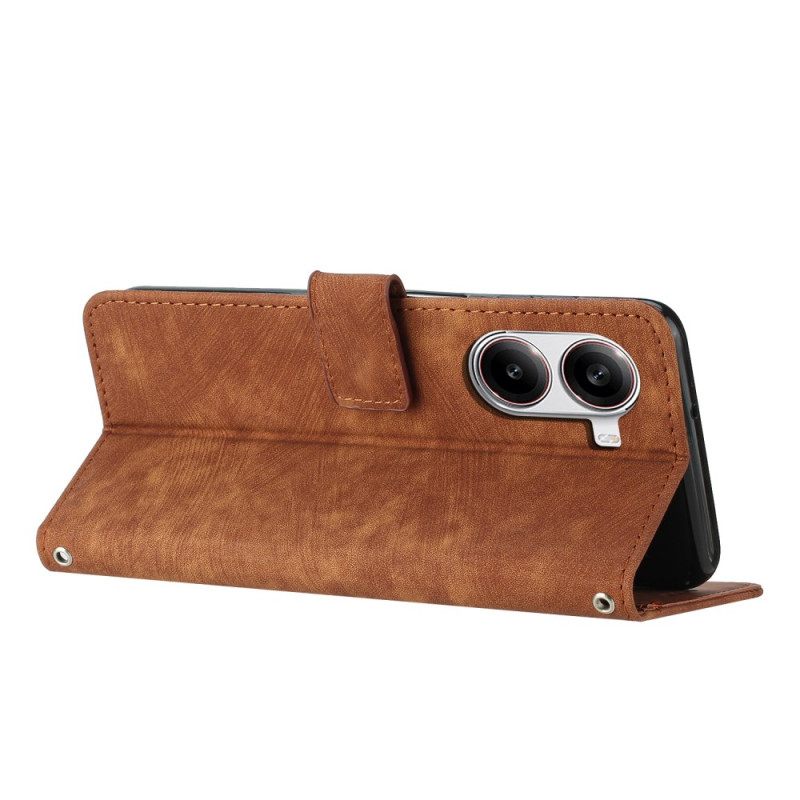 Nahkakotelo Poco X7 Pro 5g Mokkanahkaefekti Raidoilla