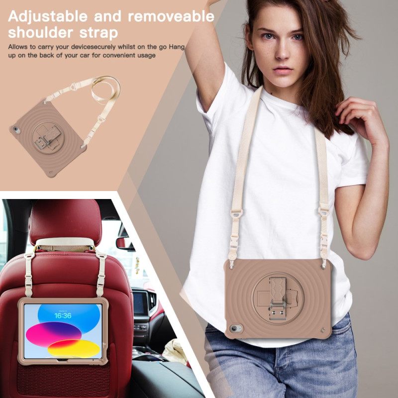 Kuori iPad (2025) 360 Astetta Kääntyvä Teline Ja Olkahihna