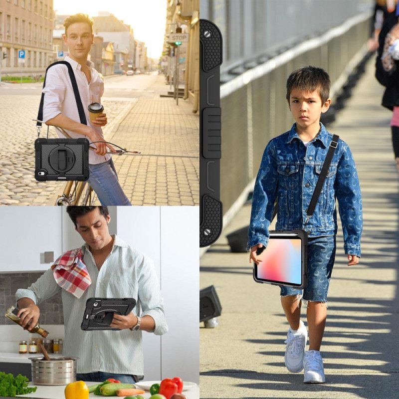 Kuori iPad (2025) Kaksivärinen Jalusta Ja Olkahihna