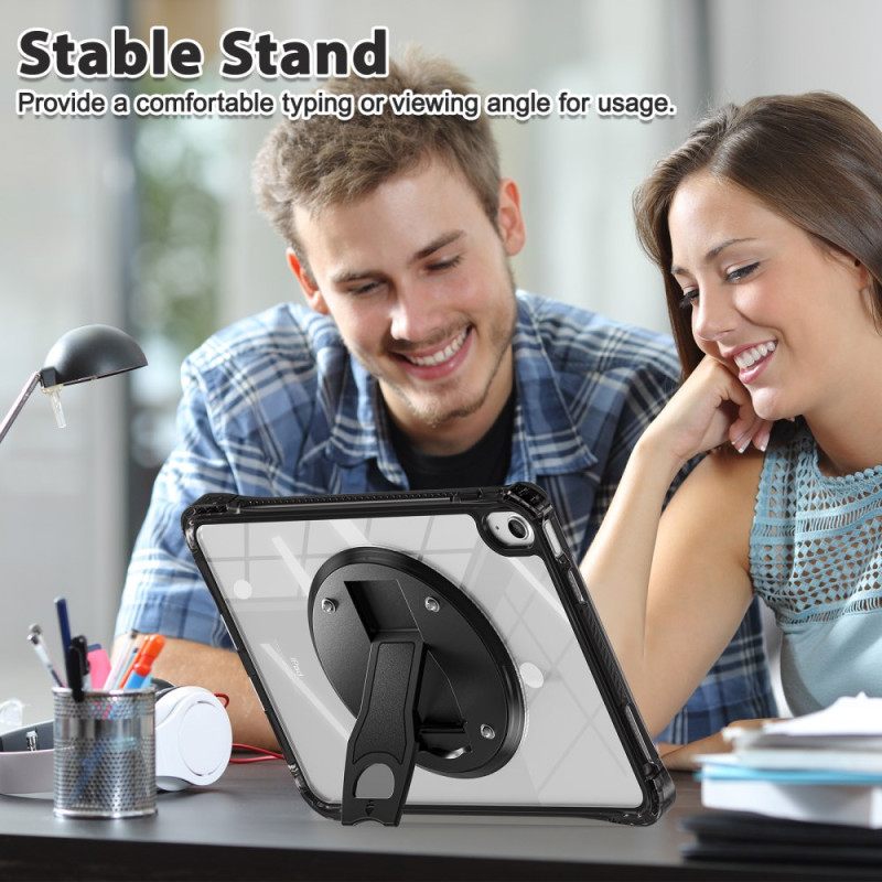 Kuori iPad (2025) Läpinäkyvä Integroitu Jalusta Suojakuori