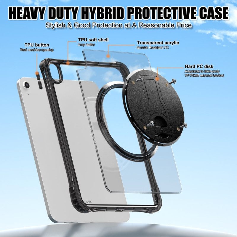 Kuori iPad (2025) Läpinäkyvä Integroitu Jalusta Suojakuori