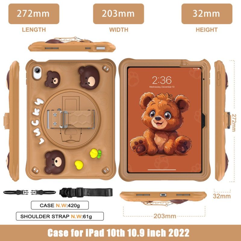 Kuori iPad (2025) Lasten Karhuhihna Ja Olkahihna
