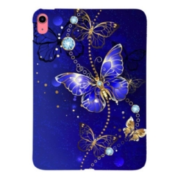 Kuori iPad (2025) Siniset Ja Kultaiset Perhoset