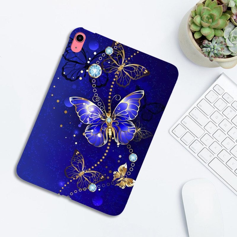Kuori iPad (2025) Siniset Ja Kultaiset Perhoset