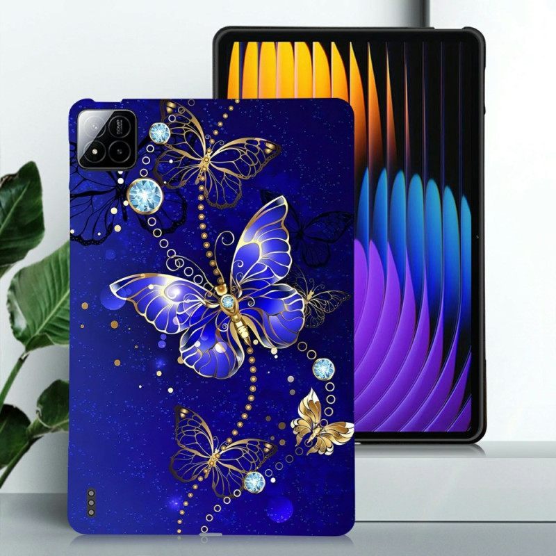 Kuori Xiaomi Pad 7 / 7 Pro Sinisiä Perhosia Ja Timantteja Suojakuori
