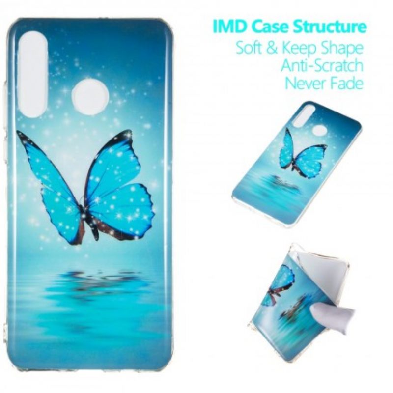 Kuori Huawei P30 Lite Fluoresoiva Sininen Perhonen