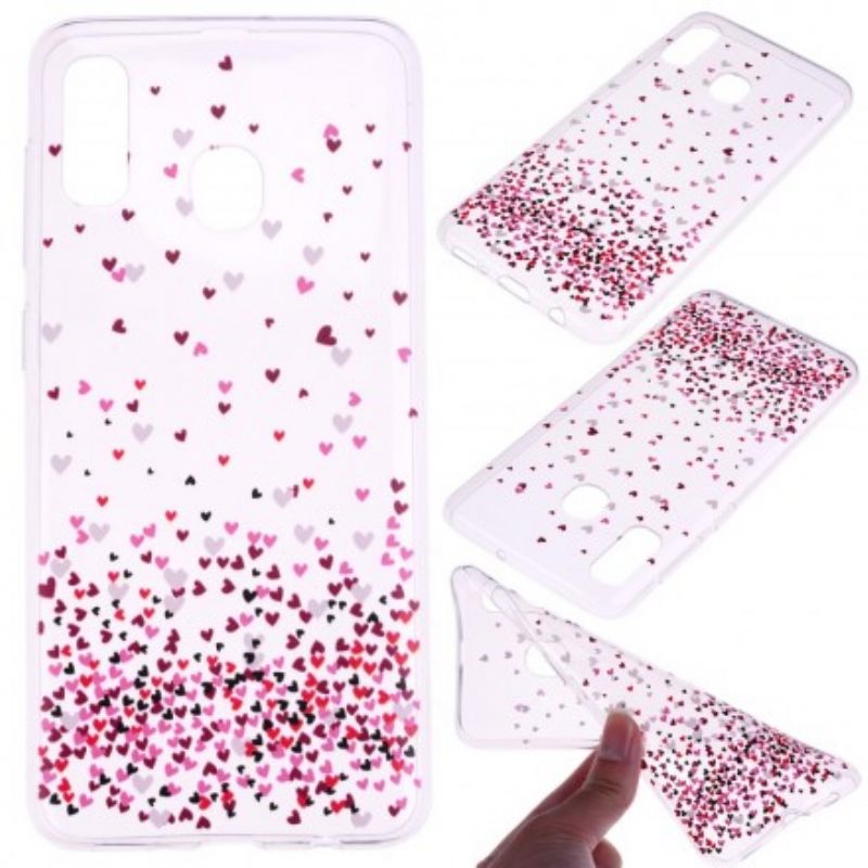 Kuori Huawei P30 Lite Läpinäkyvä Useita Punaisia Sydämiä