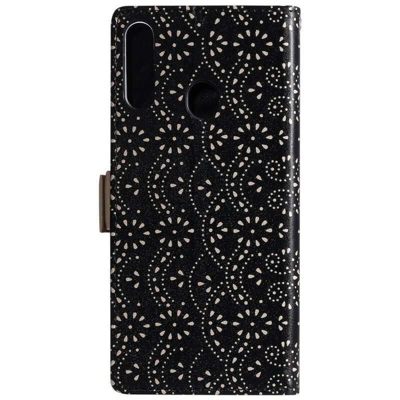 Flip Case Samsung Galaxy A20s Suojaketju Kuori Lace Strap Kolikkokukkaro