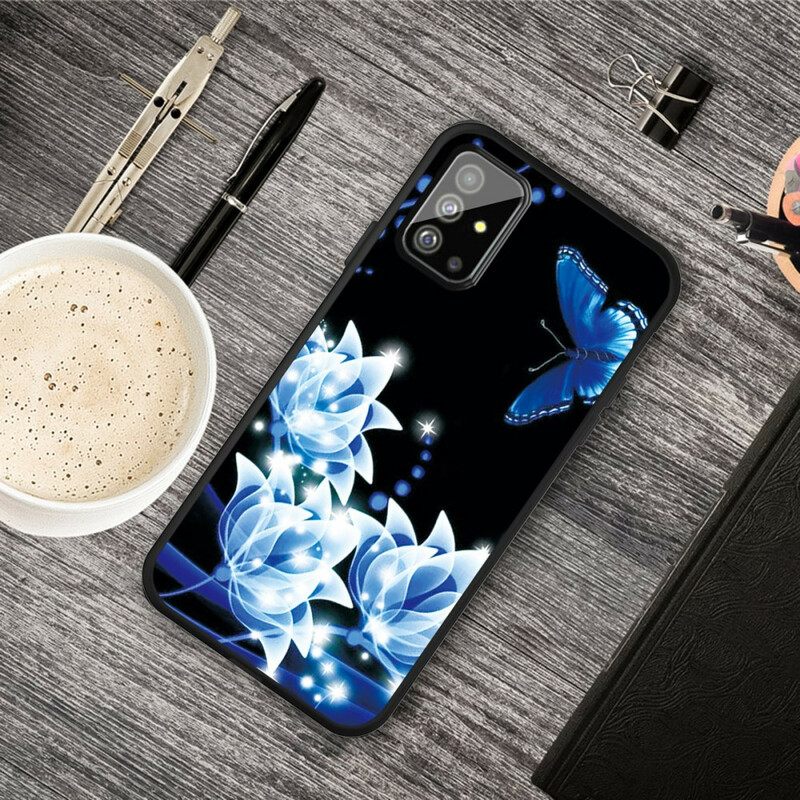 Case Samsung Galaxy A51 Butterfly Ja Blue Flowers