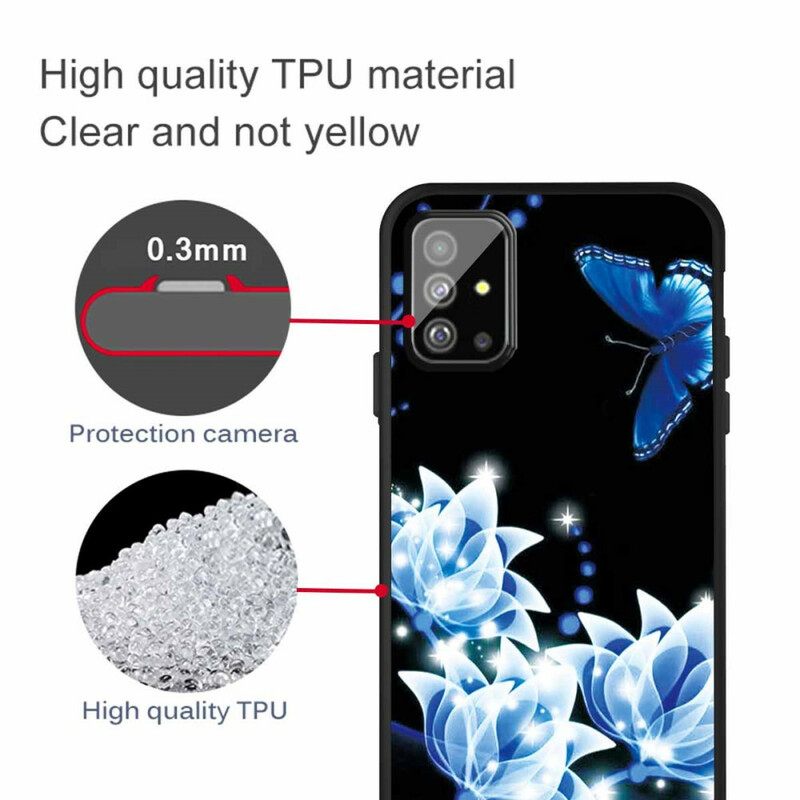 Case Samsung Galaxy A51 Butterfly Ja Blue Flowers