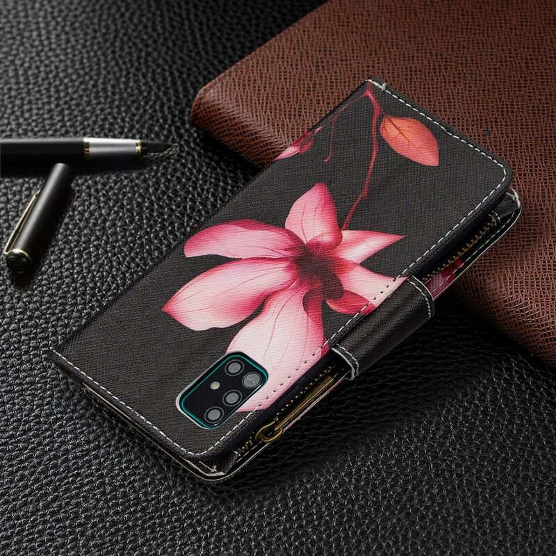 Kotelot Samsung Galaxy A51 Flower Vetoketjullinen Tasku