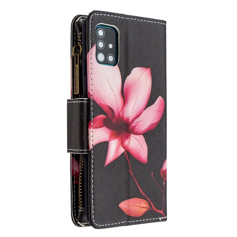 Kotelot Samsung Galaxy A51 Flower Vetoketjullinen Tasku