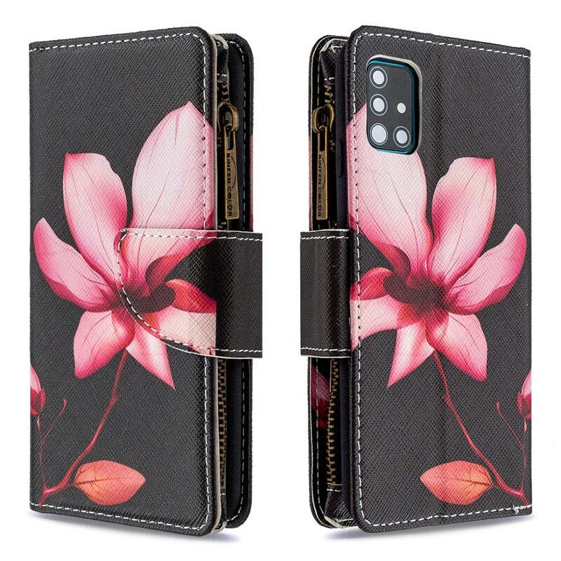Kotelot Samsung Galaxy A51 Flower Vetoketjullinen Tasku
