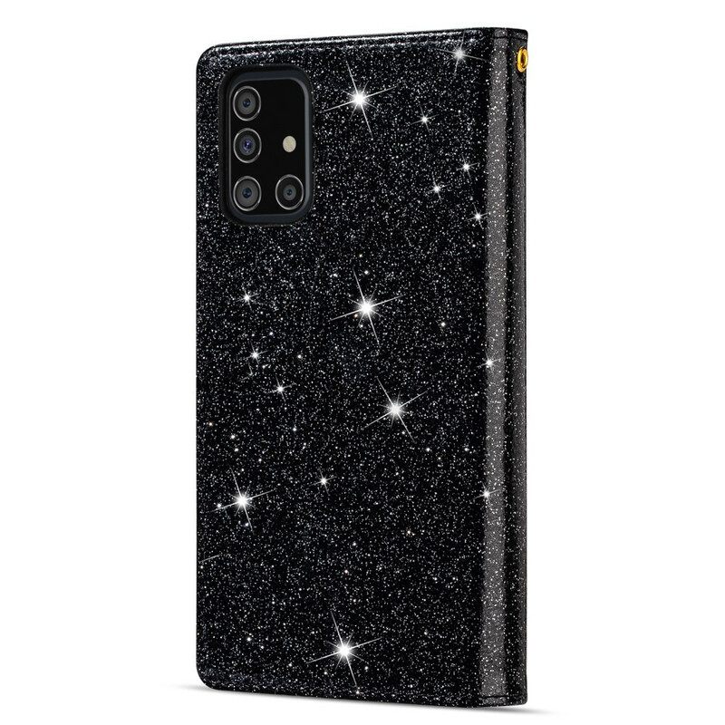 Kotelot Samsung Galaxy A51 Lompakkokotelo Sequins Vetoketjullinen Lompakko