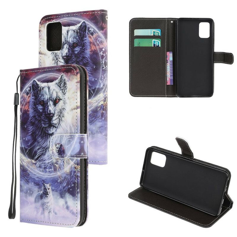 Kotelot Samsung Galaxy A51 Wolf Talvella Kaulanauhan Kanssa