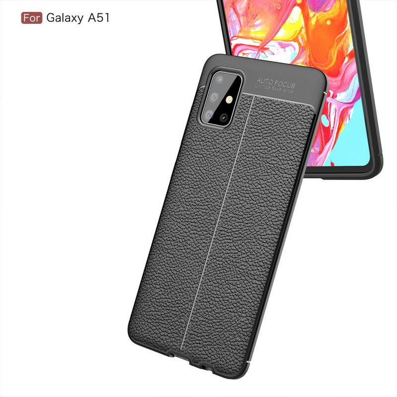 Kuori Samsung Galaxy A51 Double Line Litchi Leather Effect