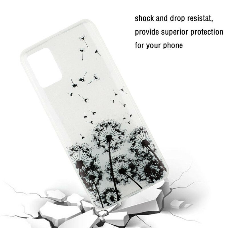 Kuori Samsung Galaxy A51 Transparent Black Dandelions