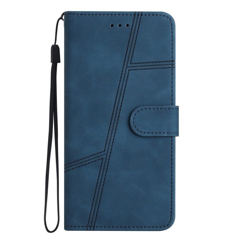 Kotelot Google Pixel 7A Suojaketju Kuori Strappy Geometric Leather Style