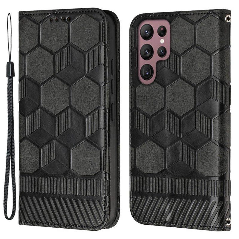 Flip Case Samsung Galaxy S23 Ultra 5G Suojaketju Kuori Strappy Football Style