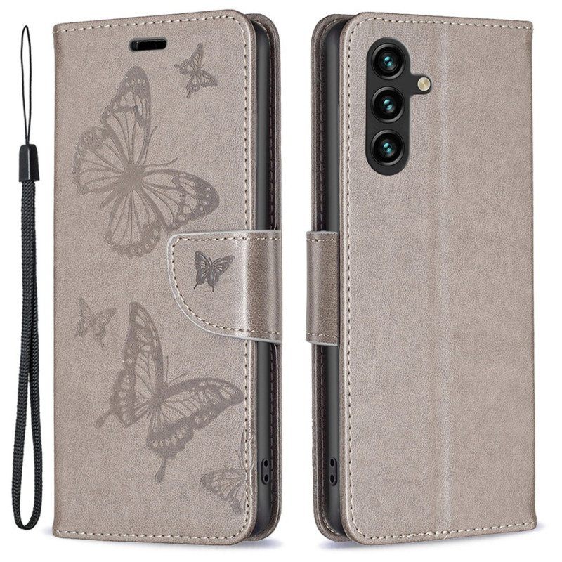 Kotelot Samsung Galaxy A14 / A14 5G Suojaketju Kuori Perhosille Painettu Olkahihna