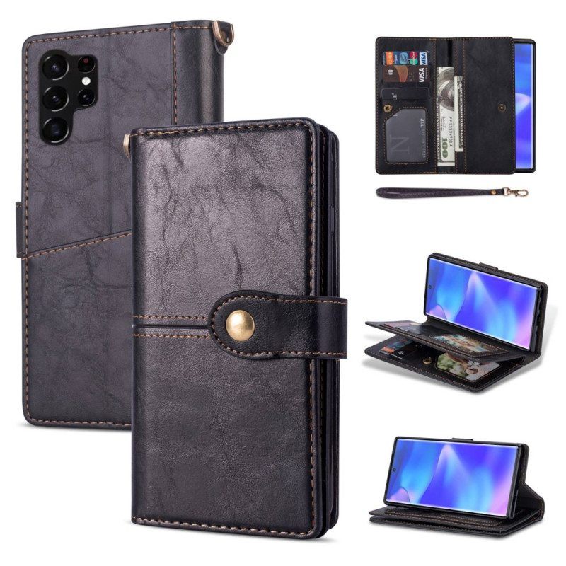 Nahkakotelo Samsung Galaxy S23 Ultra 5G Lompakkokuori Monitoiminen Lompakko